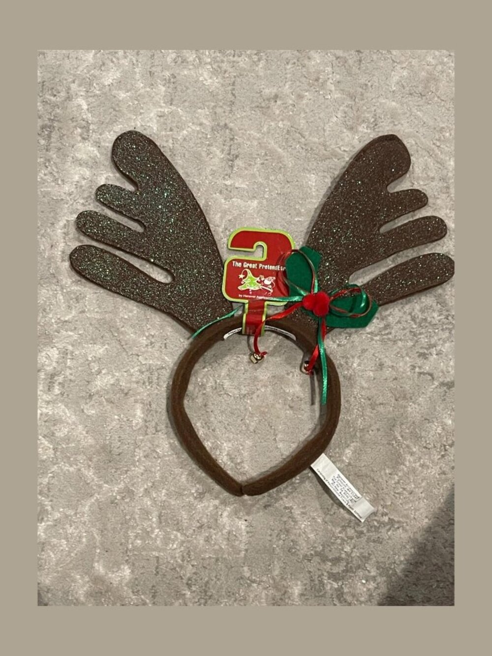 Christmas Reindeer Antlers Headband Ears With Bows Mistletoe Rudolph Sparkle NWT